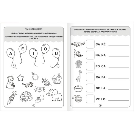 Foto ilustrativa Cartilha de Atividades de Alfabetização - Sílabas Aprender, Brincar e Colorir 8 Folhas