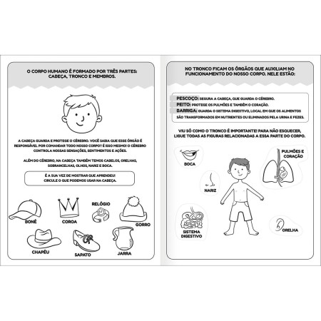 Foto ilustrativa Cartilha de Atividades de Ciências - Corpo Humano Aprender, Brincar e Colorir 8 Folhas