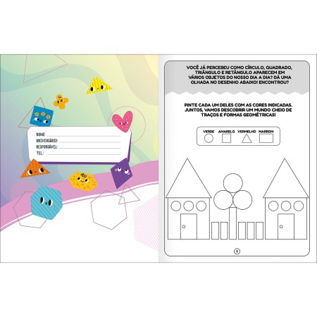 Foto ilustrativa Cartilha de Atividades de Formas Geométricas Aprender, Brincar e Colorir 16 folhas
