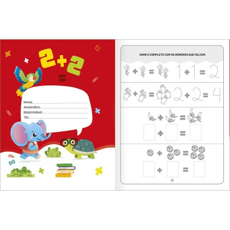 Foto ilustrativa Cartilha de Atividades de Matemática - Adição Aprender, Brincar e Colorir 16 Folhas