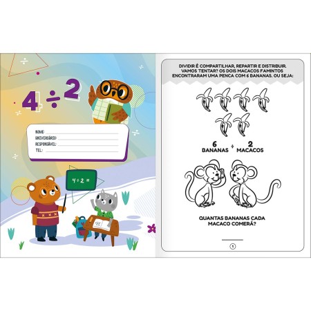 Foto ilustrativa Cartilha de Atividades de Matemática - Divisão Aprender, Brincar e Colorir 16 Folhas