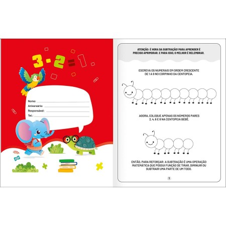 Foto ilustrativa Cartilha de Atividades de Matemática - Subtração Aprender, Brincar e Colorir 16 Folhas