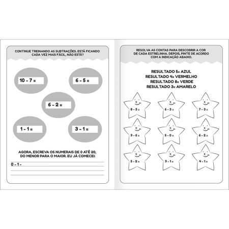 Foto ilustrativa Cartilha de Atividades de Matemática - Subtração Aprender, Brincar e Colorir 8 Folhas