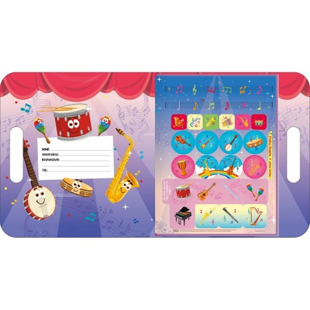 Foto ilustrativa Cartilha de Atividades Maleta Música Aprender, Brincar e Colorir 8 Folhas