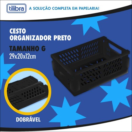 Foto ilustrativa Cesto Organizador Plástico Dobrável G - Preto