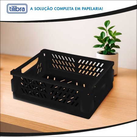 Foto ilustrativa Cesto Organizador Plástico Dobrável M - Preto