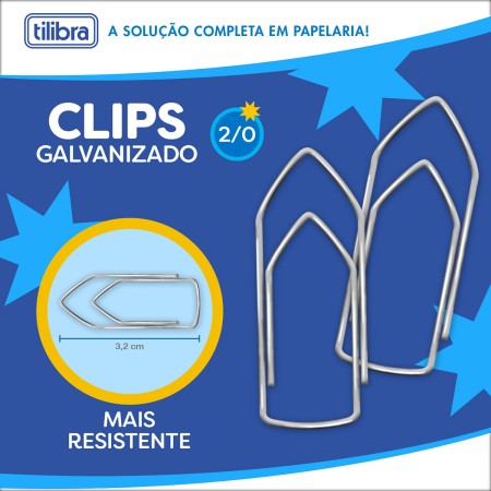 Foto ilustrativa Clips 2/0 Galvanizado 100 Unidades