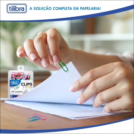 Foto ilustrativa CLIPS 28MM 6 CORES 100 UNIDADES
