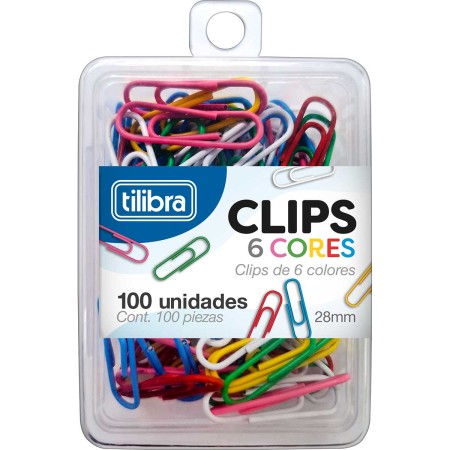 Foto ilustrativa CLIPS 28MM 6 CORES 100 UNIDADES