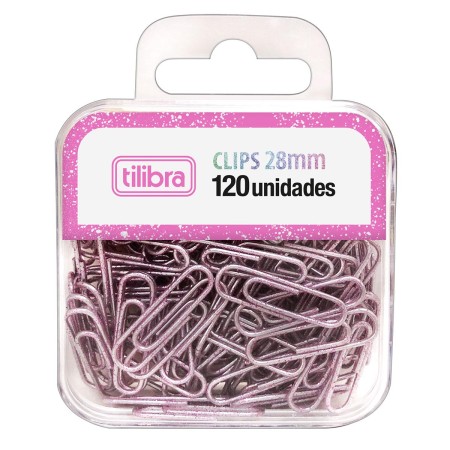 Foto ilustrativa Clips 28mm Glitter Pink 120 Unidades