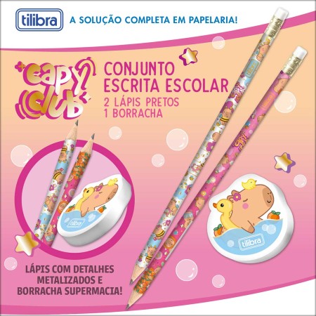 Foto ilustrativa Conjunto Escrita Escolar Capyclub - Blister com 3 unidades