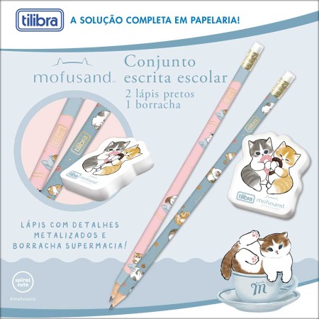 Foto ilustrativa Conjunto Escrita Escolar Mofusand Blister - 3 Unidades