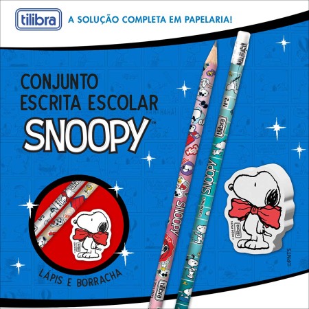 Foto ilustrativa Conjunto Escrita Escolar Snoopy - Blister com 2 unidades