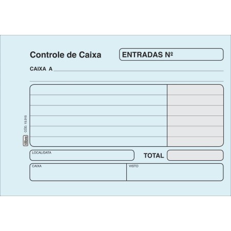 Foto ilustrativa Controle de Caixa Entrada Azul - 100 Folhas