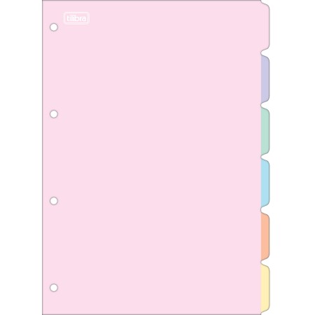 Foto ilustrativa Divisórias Pastel para Caderno Argolado Colegial