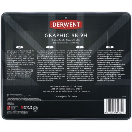 Foto ilustrativa Estojo de lata com 24 lápis Graduado: 9B - 9H