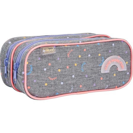 Foto ilustrativa Estojo Duplo Grande Académie Dots Cinza