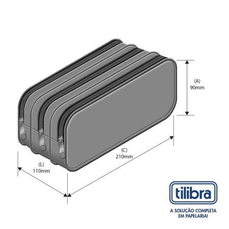 Foto ilustrativa Estojo Triplo Grande Académie Preto
