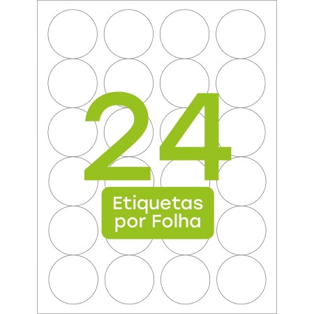 Foto ilustrativa Etiqueta adesiva inkjet/laser carta 42,33mm diêmtro TB6093 10 unidades