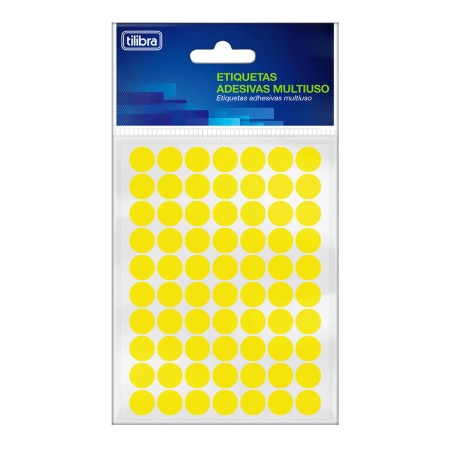 Foto ilustrativa Etiqueta Adesiva Multiuso 13mm Amarelo Fluor 6 folhas 420 Unidades