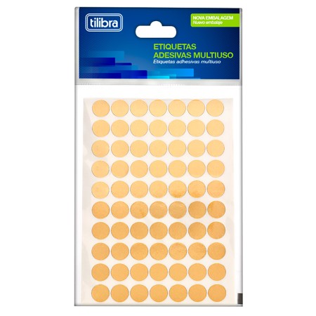 Foto ilustrativa Etiqueta Adesiva Multiuso 19mm Ouro 6 Folhas 210 Unidades