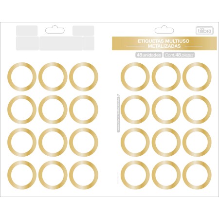 Foto ilustrativa Etiqueta Adesiva Multiuso Metalizada 35mm 48 Unidades