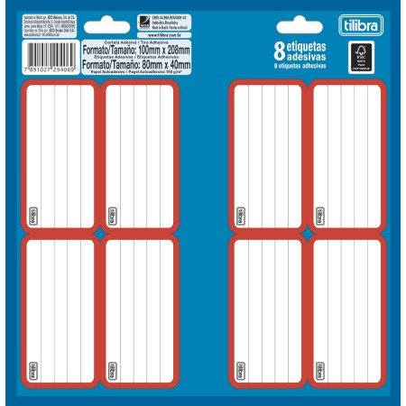 Foto ilustrativa Etiqueta Escolar Adesiva Vermelha