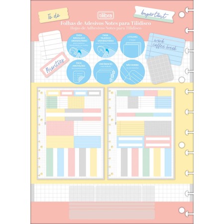 Foto ilustrativa Folhas de Adesivos Notes para Tilidisco 2 Folhas