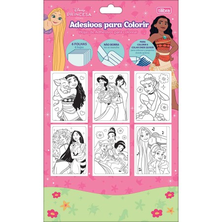 Foto ilustrativa Folhas de Adesivos para Colorir Princesas