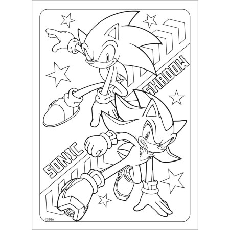 Foto ilustrativa Folhas de Adesivos para Colorir Sonic
