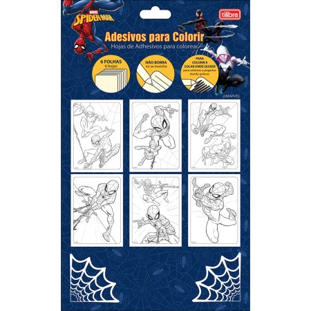 Foto ilustrativa Folhas de Adesivos para Colorir Spider-Man
