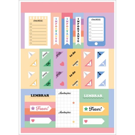 Foto ilustrativa Folhas de Adesivos Rotina 6 Folhas