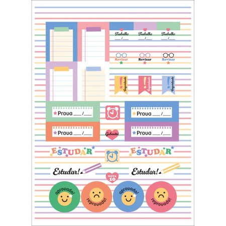 Foto ilustrativa Folhas de Adesivos Rotina 6 Folhas