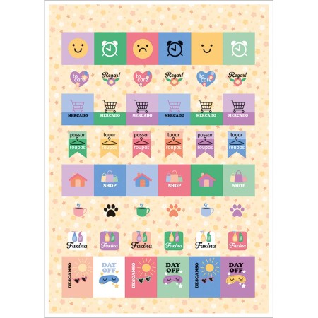 Foto ilustrativa Folhas de Adesivos Rotina 6 Folhas