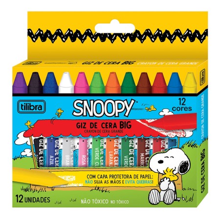 Foto ilustrativa Giz de Cera Big 12 Cores Redondo Snoopy