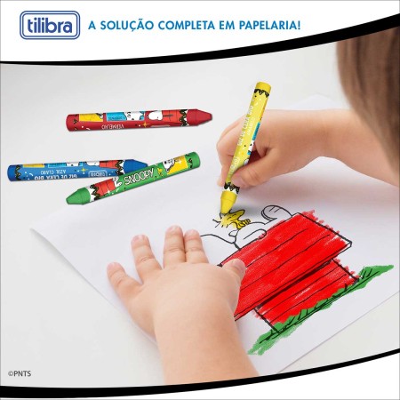 Foto ilustrativa Giz de Cera Big 12 Cores Redondo Snoopy