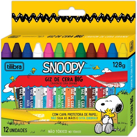 Foto ilustrativa Giz de Cera Big 12 Cores Redondo Snoopy