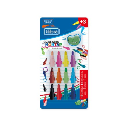 Foto ilustrativa Giz de Cera para Montar 12 Cores