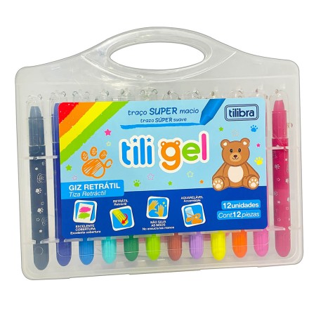 Foto ilustrativa Giz Retrátil Tili Gel 12 cores