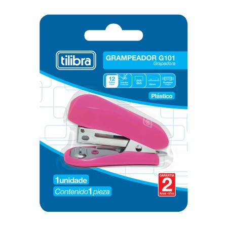 Foto ilustrativa Grampeador 12 Folhas Mini com Extrator G101 Rosa