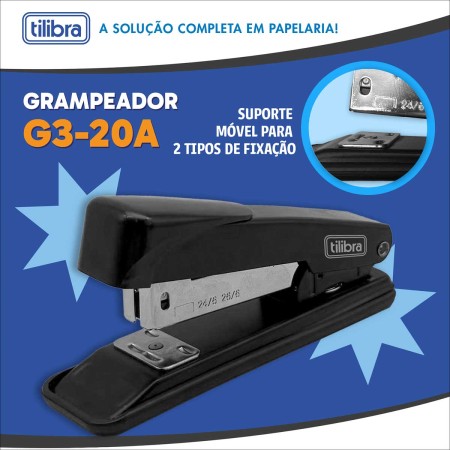 Foto ilustrativa GRAMPEADOR 20 FOLHAS DE MESA G3-20A PRETO