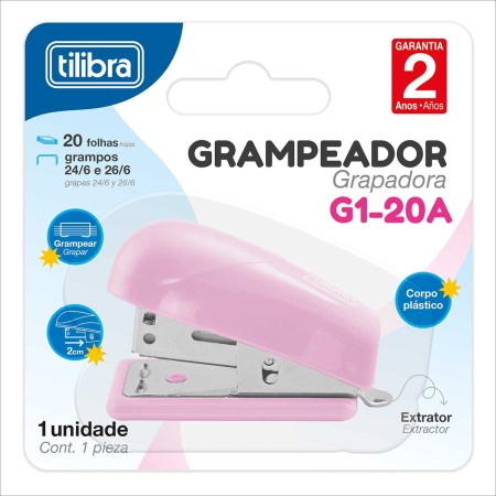 Foto ilustrativa GRAMPEADOR 20 FOLHAS MINI G1-20A ROSA CLARO