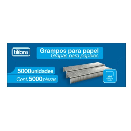 Foto ilustrativa Grampo 26/6 2-20 Folhas Galvanizado 5000 Unidades