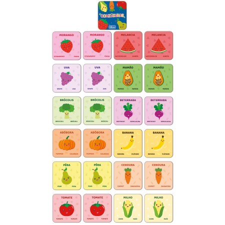 Foto ilustrativa Jogo da memória 24 peças pedagógico - Comidinhas e Brinquedos - Sortido