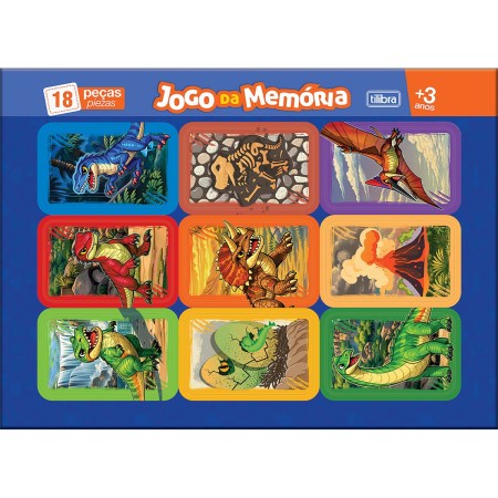 Foto ilustrativa Jogo da Memória com Livro Educativo Raptor 18 Peças