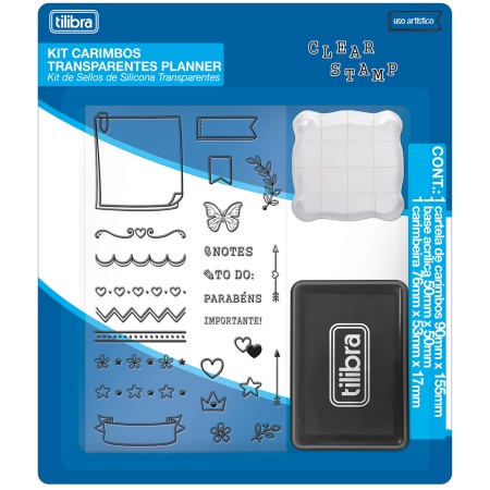 Foto ilustrativa Kit Carimbos Transparentes Planner - Blister com 3 Unidades