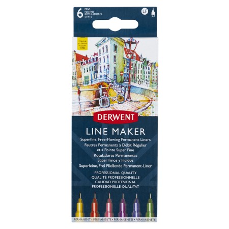 Kit com 6 Canetas Coloridas Line Maker 0,3 Derwent - Derwent