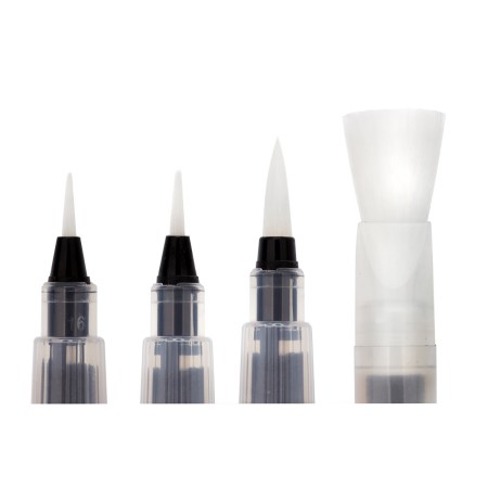Foto ilustrativa Kit Pincel de Reservatório de Água Waterbrush com botão de liberação de água: Fine, Medium, Large e Large Chisel