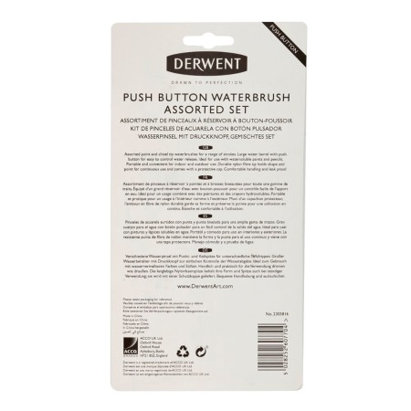 Foto ilustrativa Kit Pincel de Reservatório de Água Waterbrush com botão de liberação de água: Fine, Medium, Large e Large Chisel