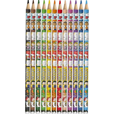 Foto ilustrativa Lapis de Cor 12 Cores Sextavado Madeira Snoopy